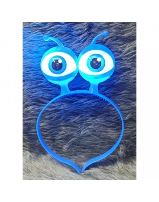 Led Işıklı & Pilli Uzaylı Göz Parti Tacı Mavi Renk