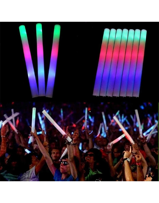 Led Işıklı Rengarenk Sünger Parti Çubuk Işıklı Kauçuk Sopa 46 Cm