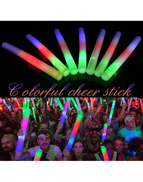 Led Işıklı Rengarenk Sünger Parti Çubuk Işıklı Kauçuk Sopa 46 Cm