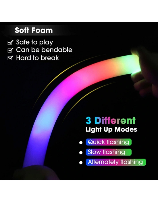 Led Işıklı Rengarenk Sünger Parti Çubuk Işıklı Kauçuk Sopa 46 Cm