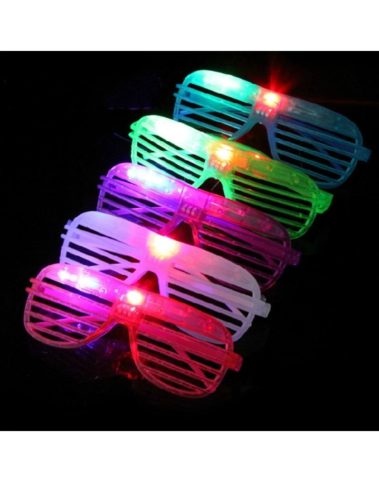 Led Işıklı Renkli Panjur Gözlük 12 Adet