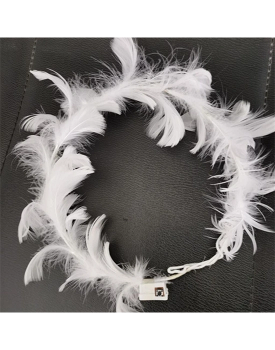 Led Işıklı RGB 3 Fonksiyonlu Otrişli Parti Tacı Beyaz Renk