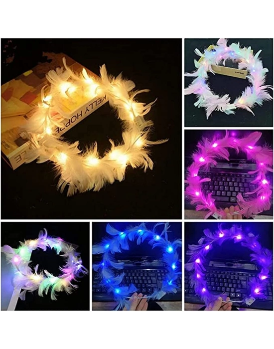 Led Işıklı RGB 3 Fonksiyonlu Otrişli Parti Tacı Pembe Renk