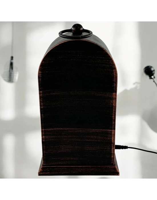 LED Işıklı Siyah Eskitme Şömine Saat