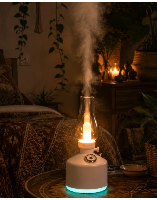 LED Işıklı Vintage Hava Nemlendirici Aromaterapi Difüzörü USB Şarjlı