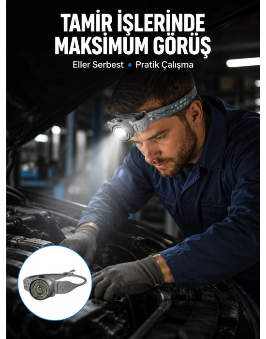 LED Kafa Feneri Eller Serbest Kullanım İçin Güçlü Işık Kaynağı