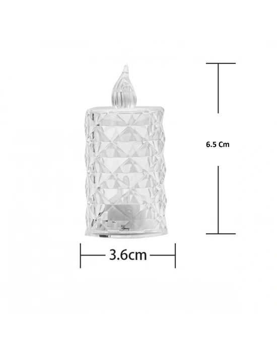 Led Mum Şeffaf Kristal Led Mum Pilli Alevsiz Çay Mumu Düğün Doğum Günü Ortam Işığı Midi