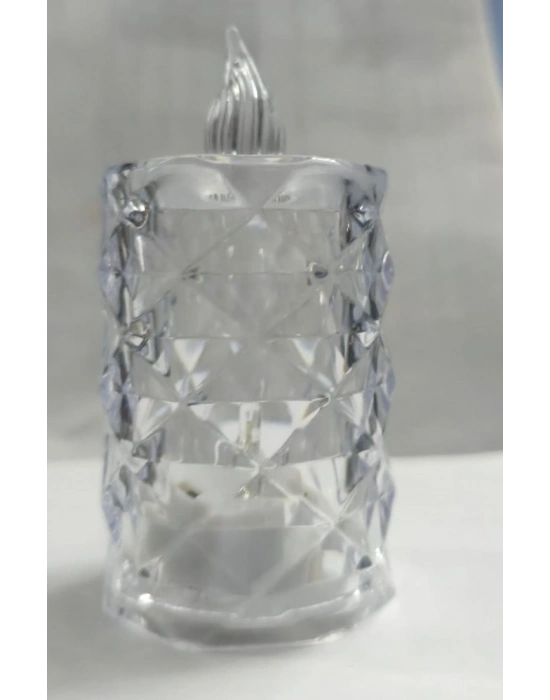 Led Mum Şeffaf Kristal Led Mum Pilli Alevsiz Çay Mumu Düğün Doğum Günü Ortam Işığı Mini