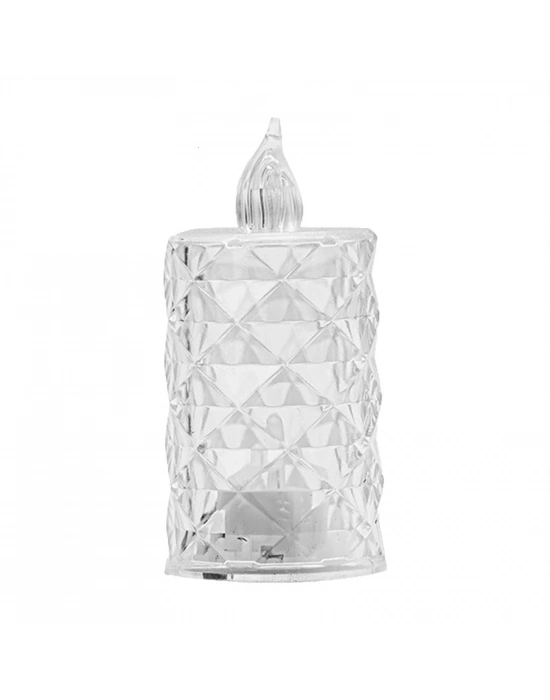 Led Mum Şeffaf Kristal Led Mum Pilli Alevsiz Çay Mumu Düğün Doğum Günü Ortam Işığı Mini
