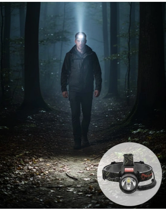 LED Sensörlü Şarjlı Kafa Feneri LCD Ekranlı 30W Güçlü Işık