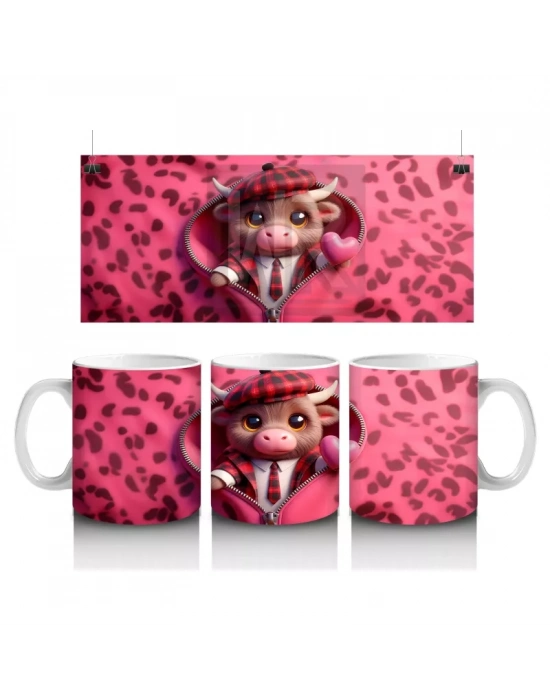 Leopar Desenli Aşık Ayıcık – Baskılı Kahve Kupası