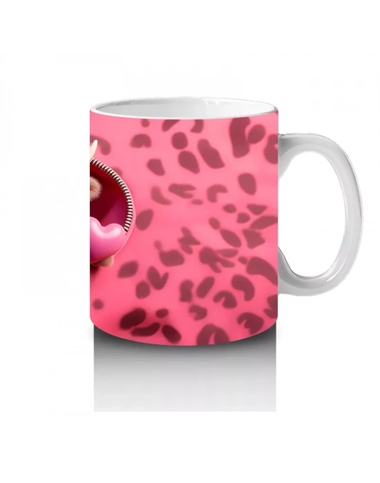 Leopar Desenli Aşık Ayıcık – Baskılı Kahve Kupası