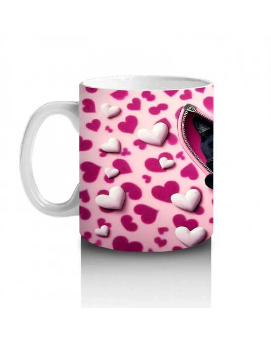 Leopar Desenli Kalpli Kedi – Baskılı Kahve Kupası
