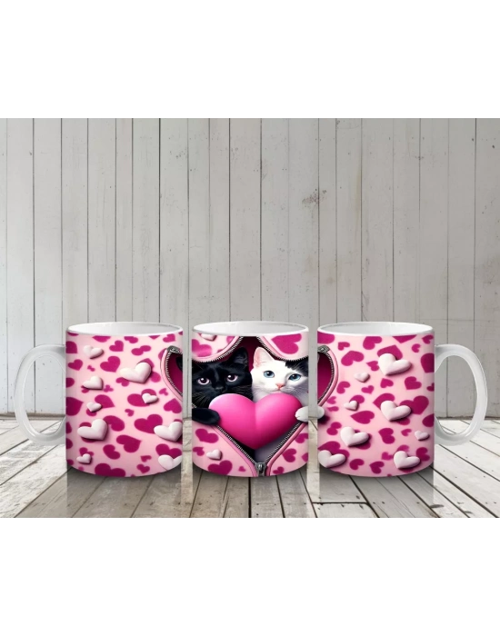 Leopar Desenli Kalpli Kedi – Baskılı Kahve Kupası