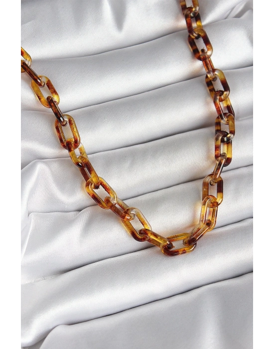 Leopar Desenli Mika Zincir Kadın Kolye