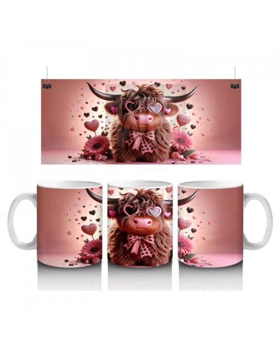 Leopar Desenli Romantik Boğa Figürü – Baskılı Kupa