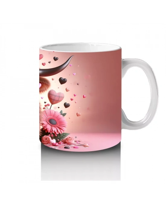 Leopar Desenli Romantik Boğa Figürü – Baskılı Kupa