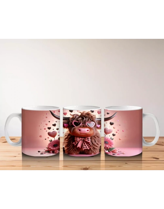 Leopar Desenli Romantik Boğa Figürü – Baskılı Kupa