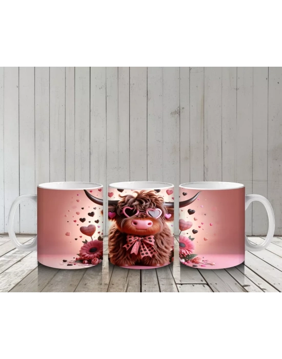 Leopar Desenli Romantik Boğa Figürü – Baskılı Kupa