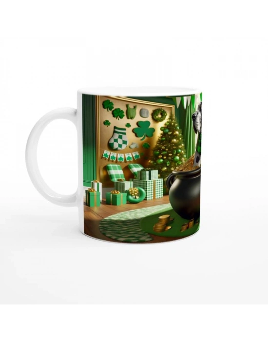 Leprechaun Şapkalı Pofuduk Köpek Temalı Baskılı Kupa Bardak