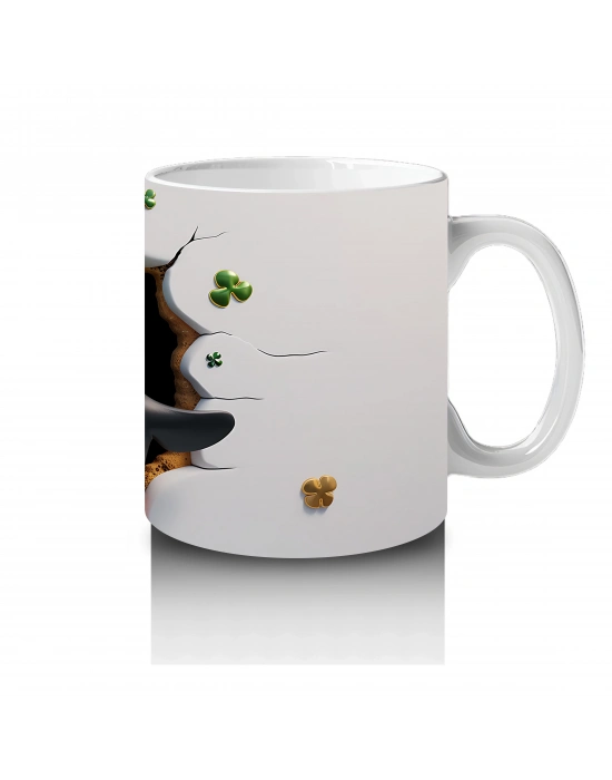 Leprechaun Şapkası Takan Neşeli Penguen Karakteri - Baskılı kahve kupası