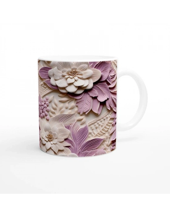 Leylak Baharı Rölyef Çiçekli Kupa Bardak