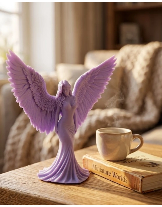 Lila Melek Biblo 3D Dekoratif Angel Figür Ev Aksesuarı