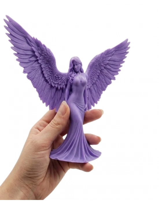 Lila Melek Biblo 3D Dekoratif Angel Figür Ev Aksesuarı