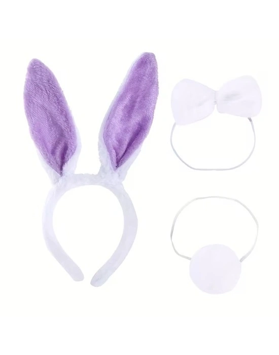 Lila Tavşan Kostüm Seti Kız Çocuk – Tütü Etek, Taç, Papyon, Ponpon