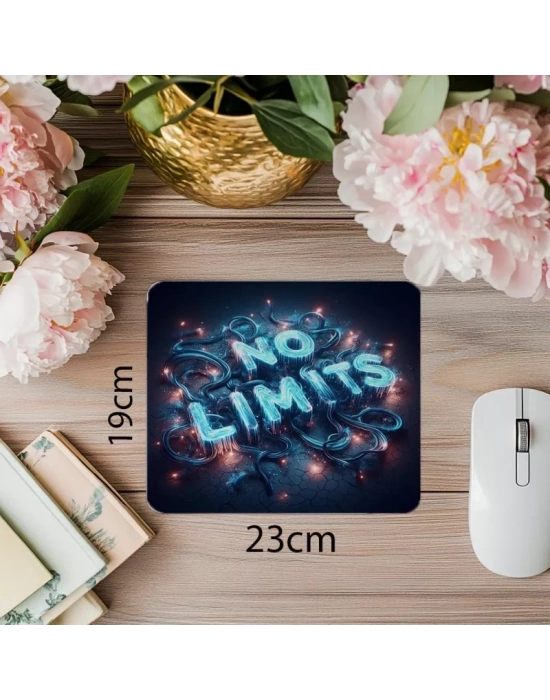 Limitleri Aş Temalı Parlak Neon Mouse Pad - 19x23 cm 2 mm Dikdörtgen İthal Baskılı Mouse Pad
