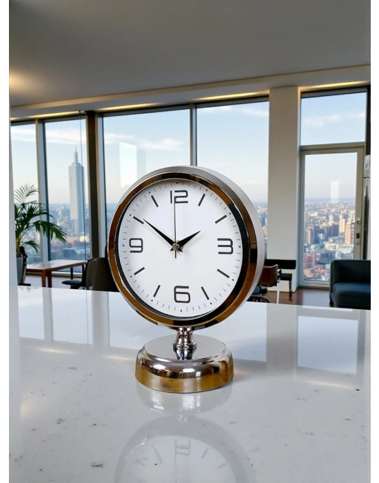 Line 25 x 20 Cm Metal Krom Masa Saati