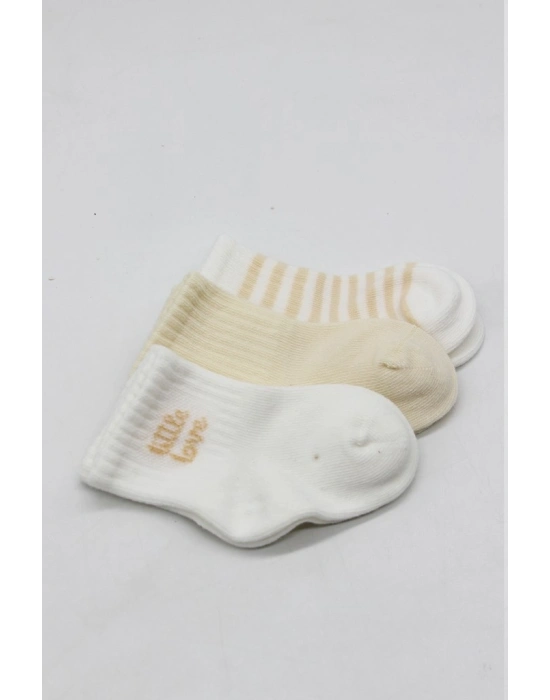 ® Little Love Girl 3lü Penye Soket Çorap 10137 Ekru