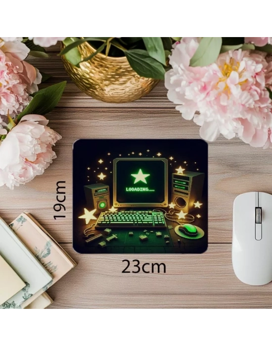 Loading Yazılı Yeşil Ekranlı Retro Mouse Pad - 19x23 cm 2 mm Dikdörtgen İthal Baskılı Mouse Pad