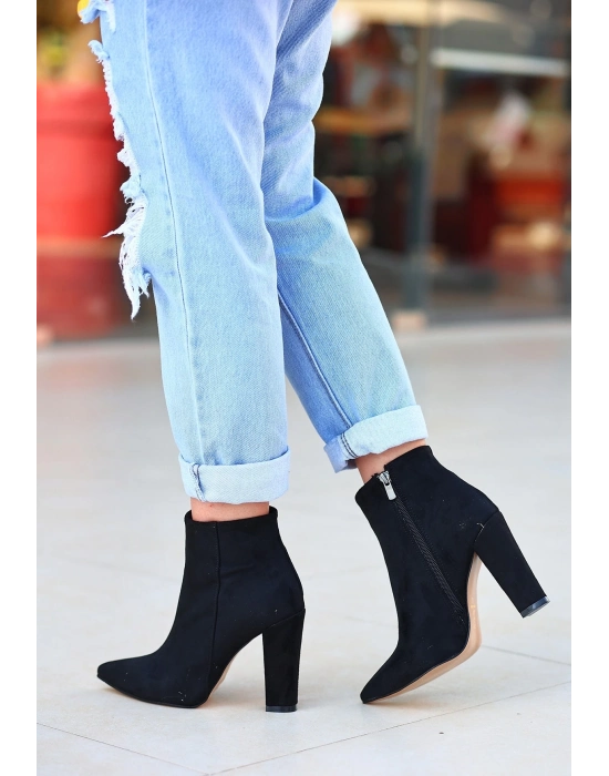 Loora Siyah Süet Topuklu Bot