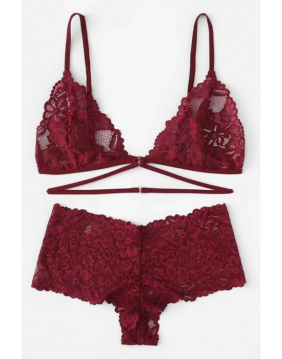 Kadın Bordo Özel Şık Sütyen Külot Takımı