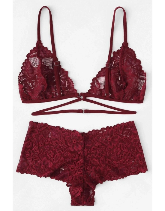 Kadın Bordo Özel Şık Sütyen Külot Takımı