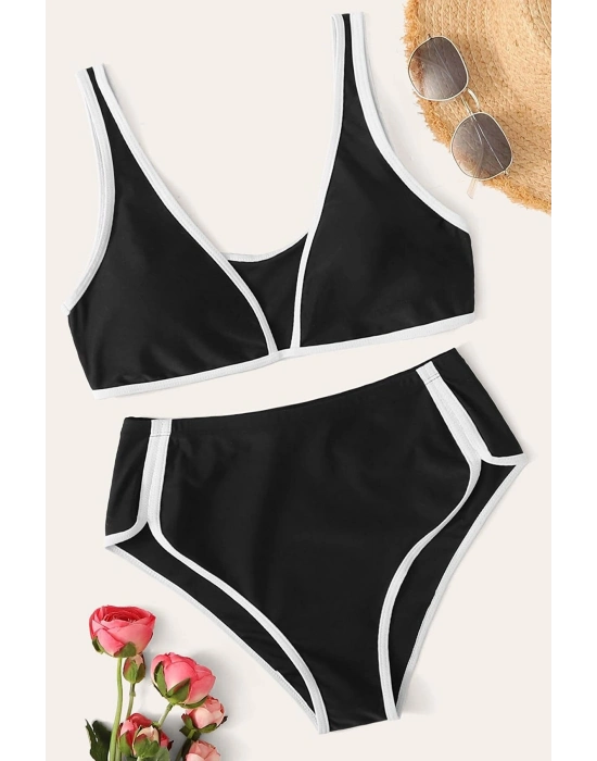 Kadın Siyah Pedli Yüksel Bel Sütyen Külot Takımı