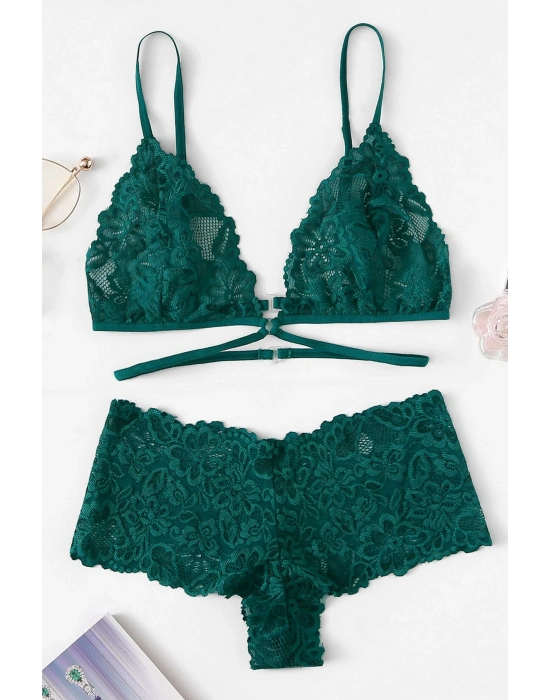 Kadın Yeşil Özel Şık Sütyen Külot Takımı