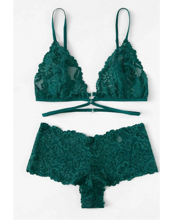 Kadın Yeşil Özel Şık Sütyen Külot Takımı