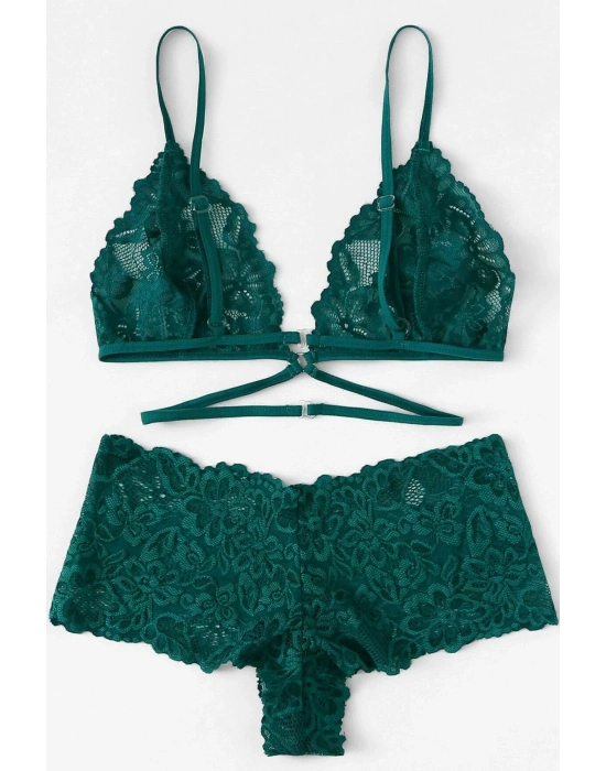 Kadın Yeşil Özel Şık Sütyen Külot Takımı