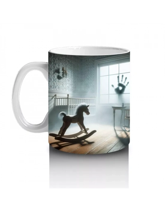 Loş Işıklı Odada Kitap Okuyan Cadı Figürlü Gotik Cadılar Bayramı Baskılı Kupa Bardak