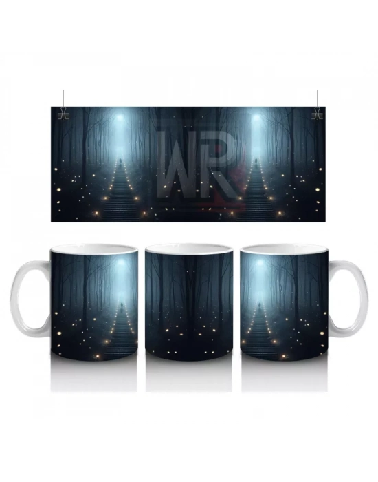 Loş Işıklı Terkedilmiş Koridor Figürlü Korku Temalı Baskılı Kupa Bardak