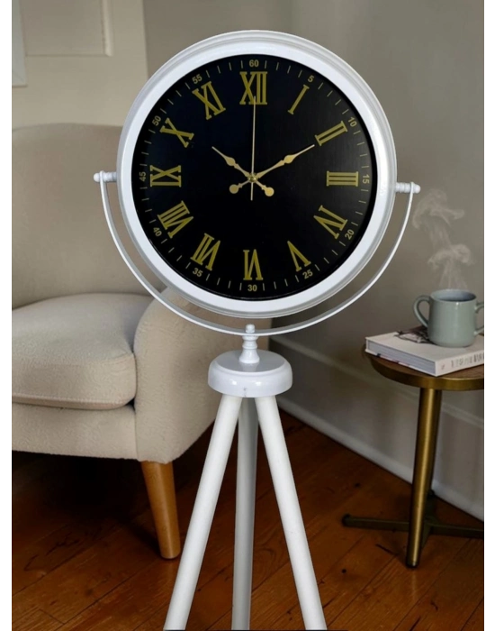 Lüks Beyaz Tripod Ayaklı Saat