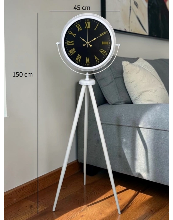 Lüks Beyaz Tripod Ayaklı Saat