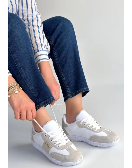 Lunga Beyaz Cilt Bağcıklı Spor Ayakkabı