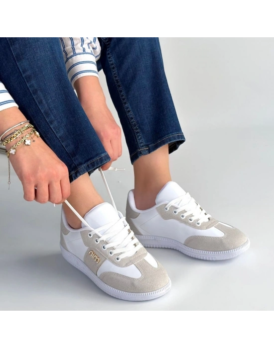 Lunga Beyaz Cilt Bağcıklı Spor Ayakkabı