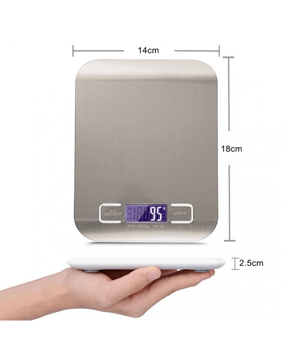 Lüx Dijital Mutfak Terazisi 5 Kg 1 Gr Hassas Paslanmaz Çelik + Pil