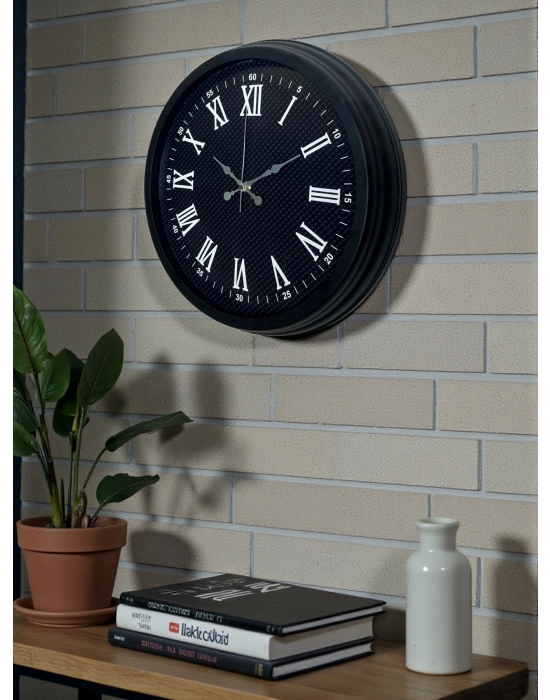 ® Luxury Black 40 Cm Metal Duvar Saati