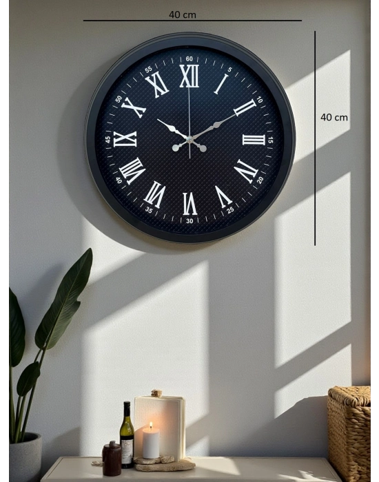 ® Luxury Black 40 Cm Metal Duvar Saati