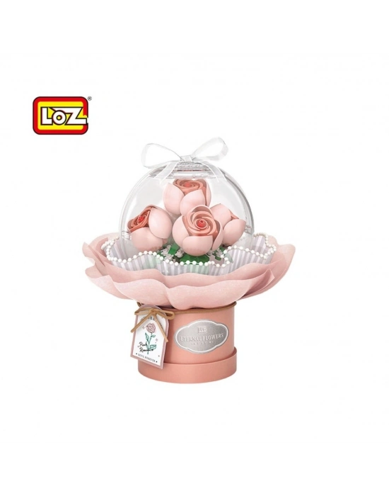 LZ-1298  LEDLİ PEMBE GÜL BUKETİ 285 PARÇA BLOCK OYUNCAK